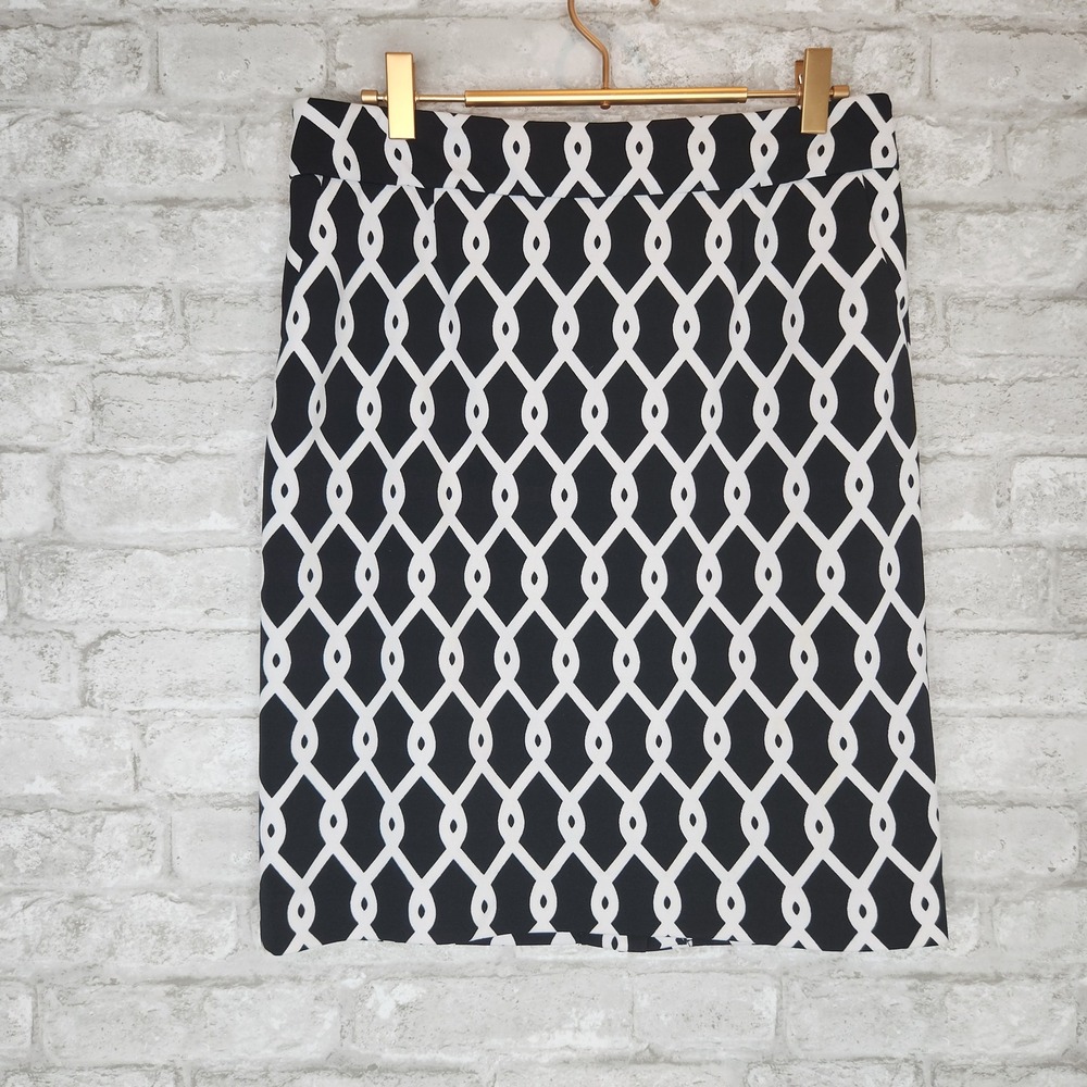 Adrienne Vittadiniโ Skirt Black White Geometric Chain Link Professional Size 6